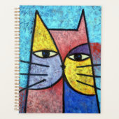 Colorful Contemporary Cubist Cat Art Notebook プランナー手帳 (正面)