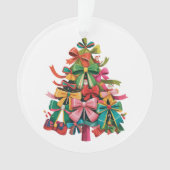 Colorful Coquette Christmas Tree Preppy Pink Xmas オーナメント (正面)