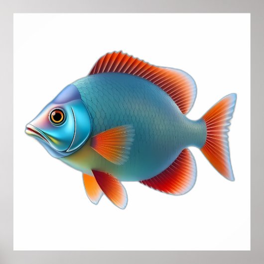 Colorful Coral Reef Fish Illustration ポスター (正面)