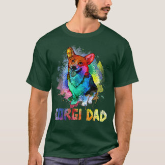 Colorful Corgi Dad Funny Corgi Dog Lover Happy Fat Tシャツ