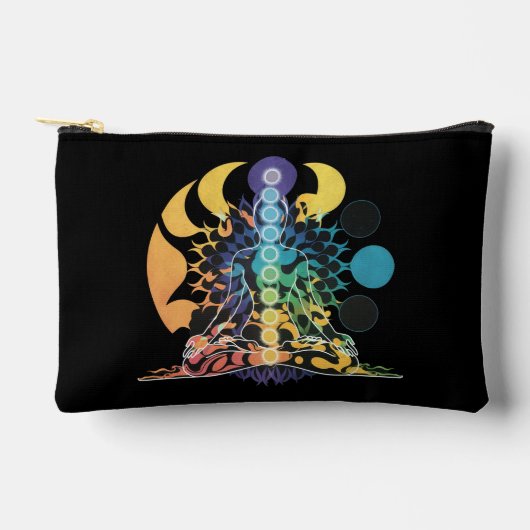 Colorful Cosmic Chakra Meditation Spiritual Energy アクセサリーポーチ (正面)