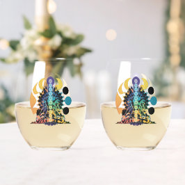 Colorful Cosmic Chakra Meditation Spiritual Energy ステムなしワイングラス