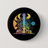 Colorful Cosmic Chakra Meditation Spiritual Energy 缶バッジ (正面)