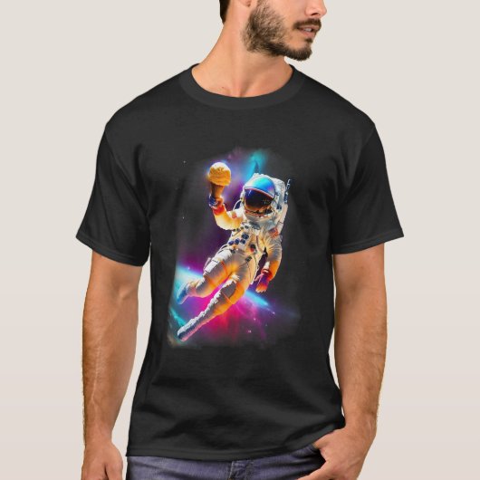Colorful Cosmic Ice Cream Astronaut Tシャツ (正面)