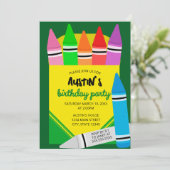 Colorful Crayon Box Kids Birthday Party Invitation 招待状 (スタンド正面)