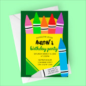 Colorful Crayon Box Kids Birthday Party Invitation 招待状