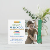 Colorful Crayon Photo Preschool Graduation 招待状 (スタンド正面)