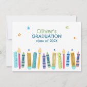 Colorful Crayon Photo Preschool Graduation 招待状 (裏面)