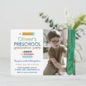 Colorful Crayon Photo Preschool Graduation 招待状 (スタンド正面)