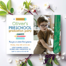 Colorful Crayon Photo Preschool Graduation