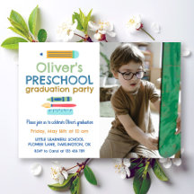 Colorful Crayon Photo Preschool Graduation