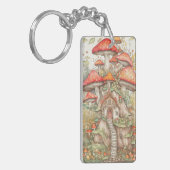 Colorful Creative Mushroom Hut Illustration キーホルダー (正面左)
