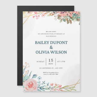 Colorful Creative Watercolor Floral Wedding Card  マグネット招待状