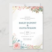 Colorful Creative Watercolor Floral Wedding Card  マグネット招待状 (正面)