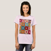 Colorful Crochet Flower Pattern – Handmade Granny  Tシャツ (正面フル)