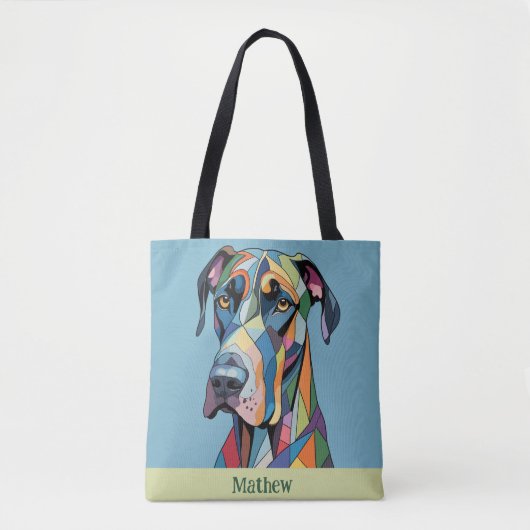 Colorful Cubist Great Dane  トートバッグ (正面)