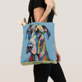 Colorful Cubist Great Dane  トートバッグ (クローズアップ)