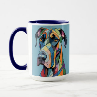 Colorful Cubist Great Dane  マグカップ