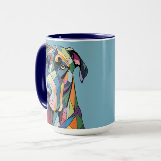 Colorful Cubist Great Dane  マグカップ (正面左)