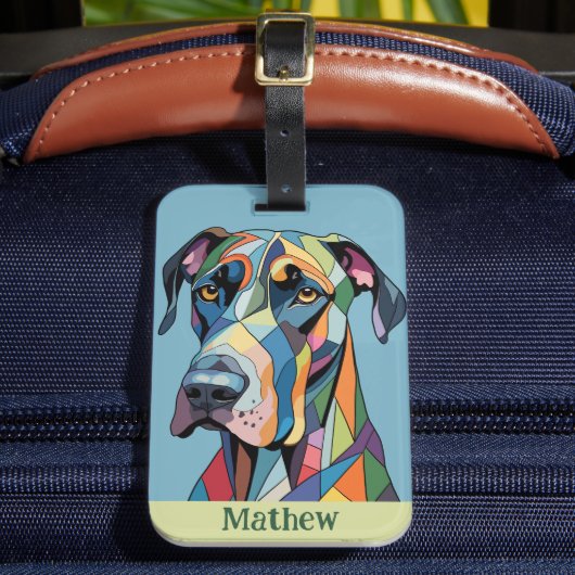 Colorful Cubist Great Dane ラゲッジタグ (正面インサイチュ2)