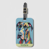 Colorful Cubist Great Dane ラゲッジタグ (正面縦)