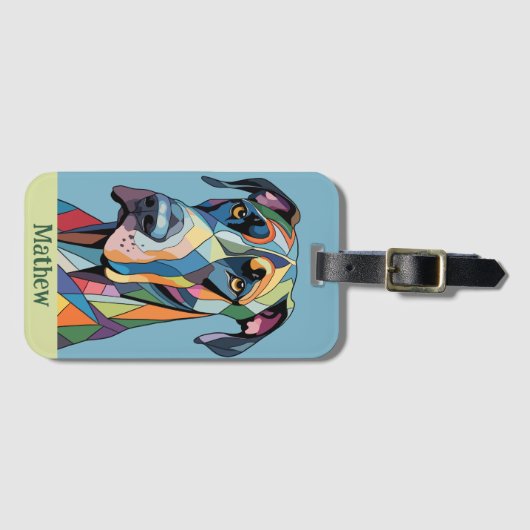 Colorful Cubist Great Dane  ラゲッジタグ (正面横)