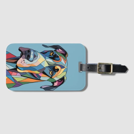 Colorful Cubist Great Dane  ラゲッジタグ (正面横)