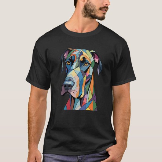 Colorful Cubist Great Dane Tシャツ (正面)