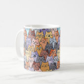 Colorful Cute Cat Crowd Pattern Whimsical Cat Face コーヒーマグカップ (正面左)