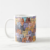 Colorful Cute Cat Crowd Pattern Whimsical Cat Face コーヒーマグカップ (左)