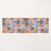 Colorful Cute Cat Crowd Pattern Whimsical Cat Face ヨガマット (裏面(横))