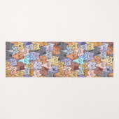 Colorful Cute Cat Crowd Pattern Whimsical Cat Face ヨガマット (正面(横))