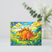 Colorful Cute Dinosaur Kids シーズンポストカード (スタンド正面)