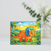 Colorful Cute Dinosaur Kids シーズンポストカード (スタンド正面)