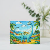 Colorful Cute Dinosaur Kids シーズンポストカード (スタンド正面)
