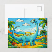 Colorful Cute Dinosaur Kids シーズンポストカード (正面/裏面)