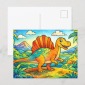 Colorful Cute Dinosaur Kids シーズンポストカード (正面/裏面)