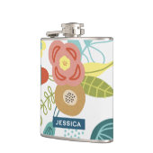 Colorful Cute Floral Pattern Personalised フラスク (左)