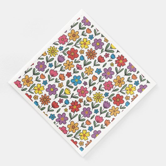 Colorful Cute Spring Flowers Napkins (コーナー)