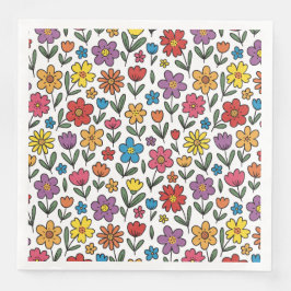 Colorful Cute Spring Flowers Napkins