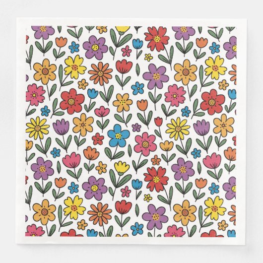 Colorful Cute Spring Flowers Napkins (正面)