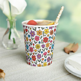 Colorful Cute Spring Flowers Paper Cups 紙コップ