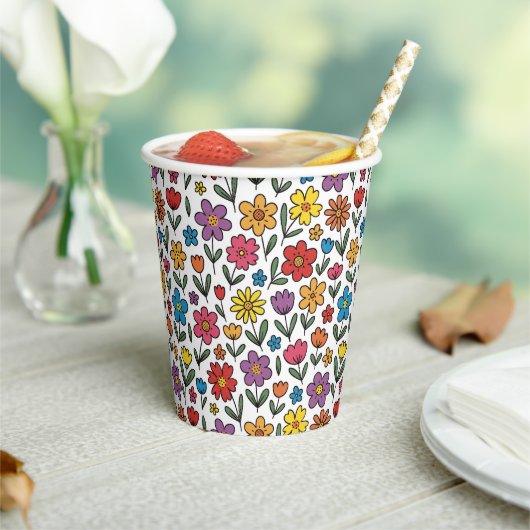Colorful Cute Spring Flowers Paper Cups 紙コップ (インサイチュ)