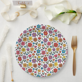 Colorful Cute Spring Flowers Paper Plates ペーパープレート