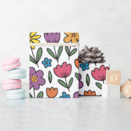 Colorful Cute Spring Flowers Wrapping Paper Roll ラッピングペーパー