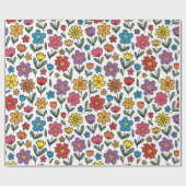 Colorful Cute Spring Flowers Wrapping Paper Roll ラッピングペーパー (フラット)