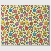 Colorful Cute Spring Flowers - Wrapping Paper Roll ラッピングペーパー (フラット)