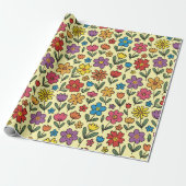 Colorful Cute Spring Flowers - Wrapping Paper Roll ラッピングペーパー (アンロールド)