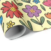 Colorful Cute Spring Flowers - Wrapping Paper Roll ラッピングペーパー (ロールコーナー)
