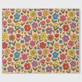 Colorful Cute Spring Flowers - Wrapping Paper Roll ラッピングペーパー (フラット)